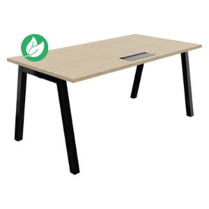 Bureau droit Burocolor A avec trappe d'accès - L.160 x P.80 cm - Plateau Chêne - Pieds Noir Bureau droit Burocolor A avec trappe d'accès - L.160 x P.80 cm - Plateau Chêne - Pieds Noir