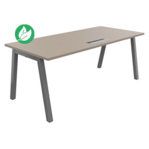 Bureau droit Burocolor A avec trappe d'accès - L.180 x P.80 cm - Plateau Argile - Pieds Aluminium Bureau droit Burocolor A avec trappe d'accès - L.180 x P.80 cm - Plateau Argile - Pieds Aluminium