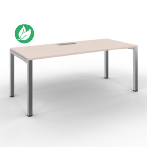 Bureau droit Burocolor avec trappe d'accès - L.180 x P.80 cm - Plateau Argile - Pieds Aluminium Bureau droit Burocolor avec trappe d'accès - L.180 x P.80 cm - Plateau Argile - Pieds Aluminium