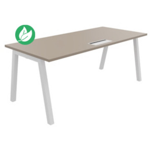 Bureau droit Burocolor A avec trappe d'accès - L.180 x P.80 cm - Plateau Argile - Pieds Blanc Bureau droit Burocolor A avec trappe d'accès - L.180 x P.80 cm - Plateau Argile - Pieds Blanc