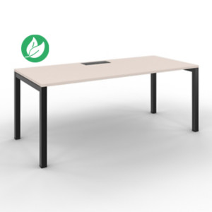 Bureau droit Burocolor avec trappe d'accès - L.180 x P.80 cm - Plateau Argile - Pieds Noir Bureau droit Burocolor avec trappe d'accès - L.180 x P.80 cm - Plateau Argile - Pieds Noir