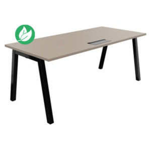 Bureau droit Burocolor A avec trappe d'accès - L.180 x P.80 cm - Plateau Argile - Pieds Noir Bureau droit Burocolor A avec trappe d'accès - L.180 x P.80 cm - Plateau Argile - Pieds Noir