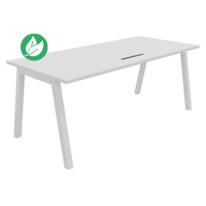 Bureau droit Burocolor A avec trappe d'accès - L.180 x P.80 cm - Plateau Blanc - Pieds Blanc Bureau droit Burocolor A avec trappe d'accès - L.180 x P.80 cm - Plateau Blanc - Pieds Blanc