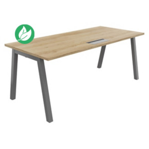 Bureau droit Burocolor A avec trappe d'accès - L.180 x P.80 cm - Plateau Chêne Nebraska - Pieds Aluminium Bureau droit Burocolor A avec trappe d'accès - L.180 x P.80 cm - Plateau Chêne Nebraska - Pieds Aluminium