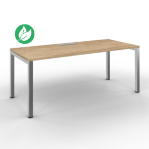 Bureau droit Burocolor avec trappe d'accès - L.180 x P.80 cm - Plateau Chêne Nebraska - Pieds Aluminium Bureau droit Burocolor avec trappe d'accès - L.180 x P.80 cm - Plateau Chêne Nebraska - Pieds Aluminium