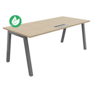 Bureau droit Burocolor A avec trappe d'accès - L.180 x P.80 cm - Plateau Chêne - Pieds Aluminium Bureau droit Burocolor A avec trappe d'accès - L.180 x P.80 cm - Plateau Chêne - Pieds Aluminium