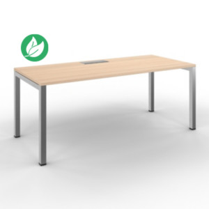 Bureau droit Burocolor avec trappe d'accès - L.180 x P.80 cm - Plateau Chêne - Pieds Aluminium Bureau droit Burocolor avec trappe d'accès - L.180 x P.80 cm - Plateau Chêne - Pieds Aluminium