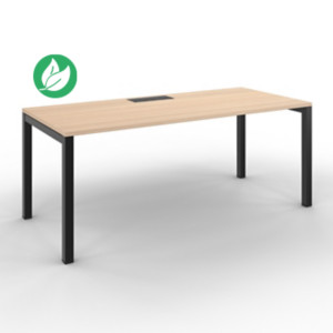 Bureau droit Burocolor avec trappe d'accès - L.180 x P.80 cm - Plateau Chêne - Pieds Noir Bureau droit Burocolor avec trappe d'accès - L.180 x P.80 cm - Plateau Chêne - Pieds Noir