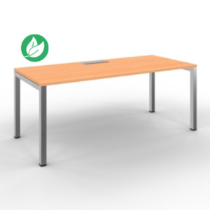 Bureau droit Burocolor avec trappe d'accès - L.180 x P.80 cm - Plateau Hêtre - Pieds Aluminium Bureau droit Burocolor avec trappe d'accès - L.180 x P.80 cm - Plateau Hêtre - Pieds Aluminium