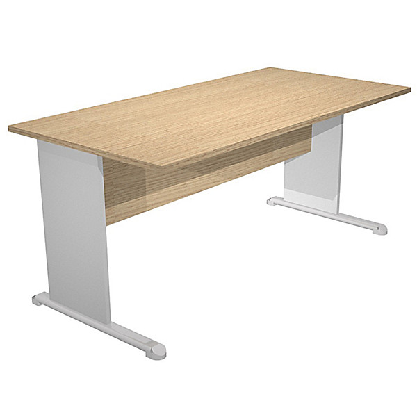 Bureau droit chêne pieds L aluminium L 140 cm - 1