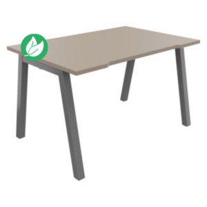 Bureau droit échancré Burocolor A - L.120 x P.80 cm - Plateau Argile - Pieds Aluminium Bureau droit échancré Burocolor A - L.120 x P.80 cm - Plateau Argile - Pieds Aluminium
