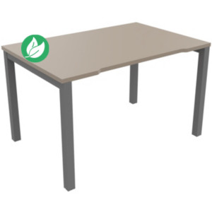 Bureau droit échancré Burocolor - L.120 x P.80 cm - Plateau Argile - Pieds Aluminium Bureau droit échancré Burocolor - L.120 x P.80 cm - Plateau Argile - Pieds Aluminium