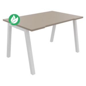 Bureau droit échancré Burocolor A - L.120 x P.80 cm - Plateau Argile - Pieds Blanc Bureau droit échancré Burocolor A - L.120 x P.80 cm - Plateau Argile - Pieds Blanc