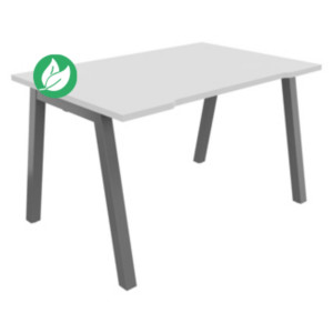 Bureau droit échancré Burocolor A - L.120 x P.80 cm - Plateau Blanc - Pieds Aluminium Bureau droit échancré Burocolor A - L.120 x P.80 cm - Plateau Blanc - Pieds Aluminium