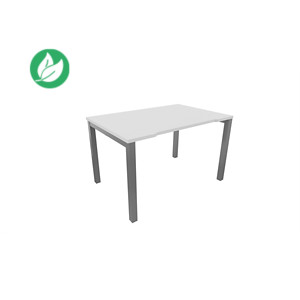 Bureau droit échancré Burocolor - L.120 x P.80 cm - Plateau Blanc - Pieds Aluminium Bureau droit échancré Burocolor - L.120 x P.80 cm - Plateau Blanc - Pieds Aluminium