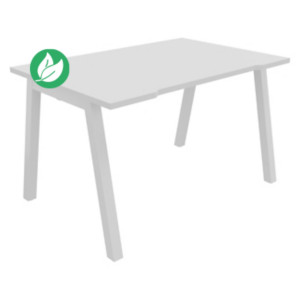 Bureau droit échancré Burocolor A - L.120 x P.80 cm - Plateau Blanc - Pieds Blanc Bureau droit échancré Burocolor A - L.120 x P.80 cm - Plateau Blanc - Pieds Blanc