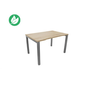 Bureau droit échancré Burocolor - L.120 x P.80 cm - Plateau Chêne Nebraska - Pieds Aluminium Bureau droit échancré Burocolor - L.120 x P.80 cm - Plateau Chêne Nebraska - Pieds Aluminium