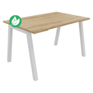 Bureau droit échancré Burocolor A - L.120 x P.80 cm - Plateau Chêne Nebraska - Pieds Blanc Bureau droit échancré Burocolor A - L.120 x P.80 cm - Plateau Chêne Nebraska - Pieds Blanc