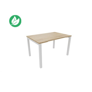 Bureau droit échancré Burocolor - L.120 x P.80 cm - Plateau Chêne Nebraska - Pieds Blanc Bureau droit échancré Burocolor - L.120 x P.80 cm - Plateau Chêne Nebraska - Pieds Blanc