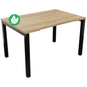 Bureau droit échancré Burocolor - L.120 x P.80 cm - Plateau Chêne Nebraska - Pieds Noir Bureau droit échancré Burocolor - L.120 x P.80 cm - Plateau Chêne Nebraska - Pieds Noir