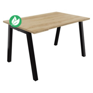 Bureau droit échancré Burocolor A - L.120 x P.80 cm - Plateau Chêne Nebraska - Pieds Noir Bureau droit échancré Burocolor A - L.120 x P.80 cm - Plateau Chêne Nebraska - Pieds Noir