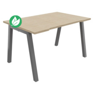 Bureau droit échancré Burocolor A - L.120 x P.80 cm - Plateau Chêne - Pieds Aluminium Bureau droit échancré Burocolor A - L.120 x P.80 cm - Plateau Chêne - Pieds Aluminium