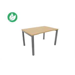 Bureau droit échancré Burocolor - L.120 x P.80 cm - Plateau Hêtre - Pieds Aluminium Bureau droit échancré Burocolor - L.120 x P.80 cm - Plateau Hêtre - Pieds Aluminium