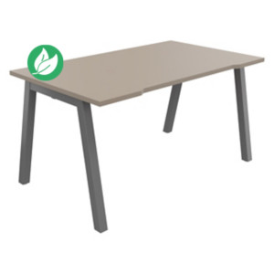 Bureau droit échancré Burocolor A - L.140 x P.80 cm - Plateau Argile - Pieds Aluminium Bureau droit échancré Burocolor A - L.140 x P.80 cm - Plateau Argile - Pieds Aluminium