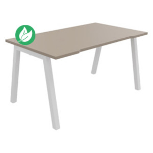 Bureau droit échancré Burocolor A - L.140 x P.80 cm - Plateau Argile - Pieds Blanc Bureau droit échancré Burocolor A - L.140 x P.80 cm - Plateau Argile - Pieds Blanc