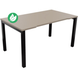Bureau droit échancré Burocolor - L.140 x P.80 cm - Plateau Argile - Pieds Noir Bureau droit échancré Burocolor - L.140 x P.80 cm - Plateau Argile - Pieds Noir