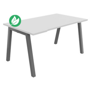 Bureau droit échancré Burocolor A - L.140 x P.80 cm - Plateau Blanc - Pieds Aluminium Bureau droit échancré Burocolor A - L.140 x P.80 cm - Plateau Blanc - Pieds Aluminium
