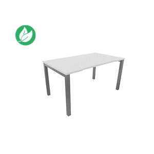 Bureau droit échancré Burocolor - L.140 x P.80 cm - Plateau Blanc - Pieds Aluminium Bureau droit échancré Burocolor - L.140 x P.80 cm - Plateau Blanc - Pieds Aluminium