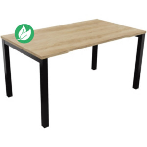 Bureau droit échancré Burocolor - L.140 x P.80 cm - Plateau Chêne Nebraska - Pieds Noir Bureau droit échancré Burocolor - L.140 x P.80 cm - Plateau Chêne Nebraska - Pieds Noir