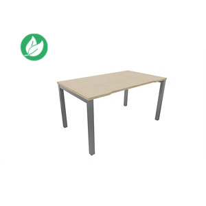 Bureau droit échancré Burocolor - L.140 x P.80 cm - Plateau Chêne - Pieds Aluminium Bureau droit échancré Burocolor - L.140 x P.80 cm - Plateau Chêne - Pieds Aluminium