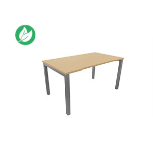 Bureau droit échancré Burocolor - L.140 x P.80 cm - Plateau Hêtre - Pieds Aluminium Bureau droit échancré Burocolor - L.140 x P.80 cm - Plateau Hêtre - Pieds Aluminium