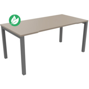 Bureau droit échancré Burocolor - L.160 x P.80 cm - Plateau Argile - Pieds Aluminium Bureau droit échancré Burocolor - L.160 x P.80 cm - Plateau Argile - Pieds Aluminium