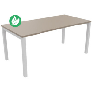 Bureau droit échancré Burocolor - L.160 x P.80 cm - Plateau Argile - Pieds Blanc Bureau droit échancré Burocolor - L.160 x P.80 cm - Plateau Argile - Pieds Blanc