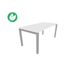 Bureau droit échancré Burocolor - L.160 x P.80 cm - Plateau Blanc - Pieds Aluminium Bureau droit échancré Burocolor - L.160 x P.80 cm - Plateau Blanc - Pieds Aluminium