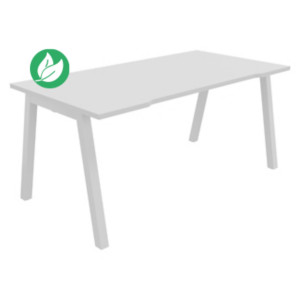 Bureau droit échancré Burocolor A - L.160 x P.80 cm - Plateau Blanc - Pieds Blanc Bureau droit échancré Burocolor A - L.160 x P.80 cm - Plateau Blanc - Pieds Blanc