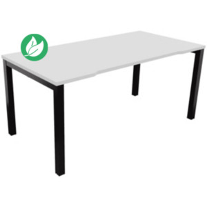 Bureau droit échancré Burocolor - L.160 x P.80 cm - Plateau Blanc - Pieds Noir Bureau droit échancré Burocolor - L.160 x P.80 cm - Plateau Blanc - Pieds Noir