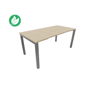 Bureau droit échancré Burocolor - L.160 x P.80 cm - Plateau Chêne - Pieds Aluminium Bureau droit échancré Burocolor - L.160 x P.80 cm - Plateau Chêne - Pieds Aluminium