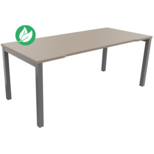 Bureau droit échancré Burocolor - L.180 x P.80 cm - Plateau Argile - Pieds Aluminium Bureau droit échancré Burocolor - L.180 x P.80 cm - Plateau Argile - Pieds Aluminium
