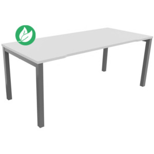 Bureau droit échancré Burocolor - L.180 x P.80 cm - Plateau Blanc - Pieds Aluminium Bureau droit échancré Burocolor - L.180 x P.80 cm - Plateau Blanc - Pieds Aluminium