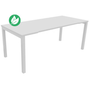 Bureau droit échancré Burocolor - L.180 x P.80 cm - Plateau Blanc - Pieds Blanc Bureau droit échancré Burocolor - L.180 x P.80 cm - Plateau Blanc - Pieds Blanc