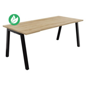 Bureau droit échancré Burocolor A - L.180 x P.80 cm - Plateau Chêne Nebraska - Pieds Noir Bureau droit échancré Burocolor A - L.180 x P.80 cm - Plateau Chêne Nebraska - Pieds Noir