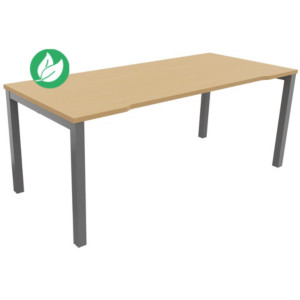 Bureau droit échancré Burocolor - L.180 x P.80 cm - Plateau Hêtre - Pieds Aluminium Bureau droit échancré Burocolor - L.180 x P.80 cm - Plateau Hêtre - Pieds Aluminium