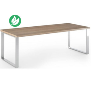 Bureau droit direction Flore - L.210 x P.90 cm - Plateau Noyer - Pieds cadres Bureau droit direction Flore - L.210 x P.90 cm - Plateau Noyer - Pieds cadres