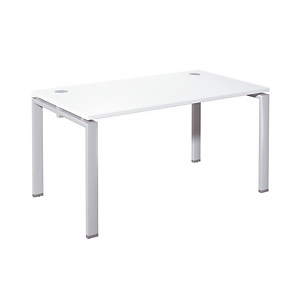 Bureau droit E-link - L. 140 x P. 80 cm - Plateau Blanc - 4 pieds Aluminium Bureau droit E-link - L. 140 x P. 80 cm - Plateau Blanc - 4 pieds Aluminium