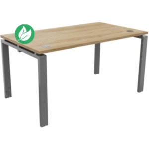 Bureau droit E-link - L.140 x P.80 cm - Plateau Chêne Nebraska - Pieds Aluminium Bureau droit E-link - L.140 x P.80 cm - Plateau Chêne Nebraska - Pieds Aluminium