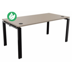 Bureau droit E-link - L.160 x P.80 cm - Plateau Argile - Pieds Noir Bureau droit E-link - L.160 x P.80 cm - Plateau Argile - Pieds Noir